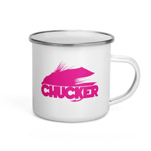 Load image into Gallery viewer, Pink Chucker Fly Enamel Mug - Chucker Fly Apparel
